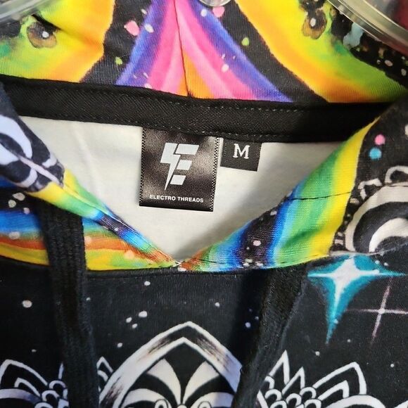 Electro threads hoodie Men's Med unicorn multicolored Y2K USA - Picture 3 of 10